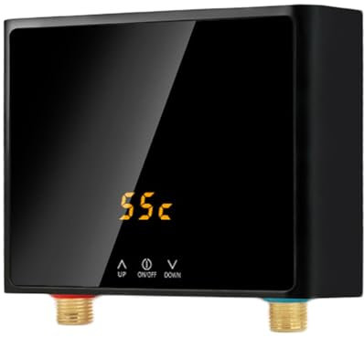Billg Chauffe Eau Instantané Électrique 3000W Chauffe Eau Électrique Affichage Numérique Chauffe-Eau Instantané 21 * 5.5 * 15cm Mini Chauffe Eau sous Evier IPX4 Étanche