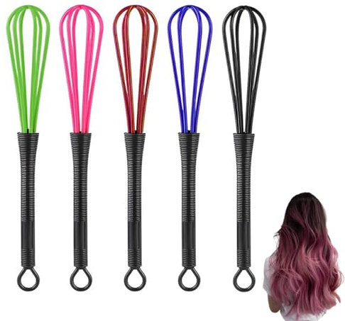 FDCGAS Mini Fouet en Plastique Coiffure Fouet en Plastique Whisk Salon De Coiffure Coiffure Coiffure Couleur des Cheveux Crème Fouet Cuisine Ballon Mélangeur Agitateur Outil(5 PCS)