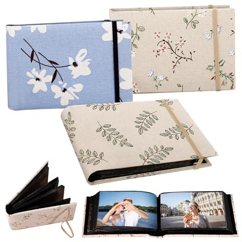 Lot de 3 albums photo à pochettes - 100 photos à insérer - Format 10 x 15 cm - Parfait pour mariage, photo de famille, œuvres d'art ou cartes postales