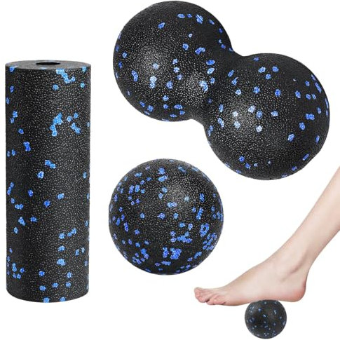 3 Stück Klein Faszienball Set, Erdnuss Massagebälle für Faszientraining, Trigger Point Release, Schmerzen Lindern Duo Ball Faszienrolle, Einzelball, Lacrosse Ball, Faszienbälle für Füße,Rücken, Nacken