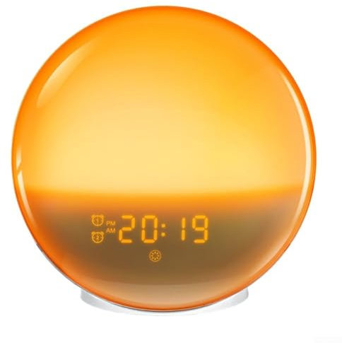 Yhenlovtt Relojes despertadores de amanecer, reloj despertador con luz de despertador, simulación de amanecer y atardecer con radio FM, brillo y colores personalizables