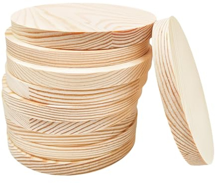 Set di 10 lastre rotonde grezze in legno grezzo da 10 x 1 cm per progetti artigianali, incisione, combustione del legno, pittura