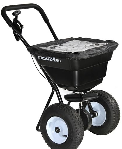 Helo Düngerstreuer Handstreuer Rasen Streuwagen Saatgutstreuer Salzstreuer Handstreuer 29L Streuer schwarz S2