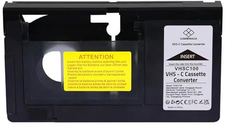 budiniao Reproductor VHS, Nuevo Adaptador de Cassette Original Sellado de fábrica, Caja convertidora de vídeo VHS a VHSC, (/Hi8 Incompatible)