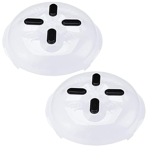 HOVER COVER 2 Pack Magnetic Splatter Cover, 12-Inch Clear BPA-Free Food Lid, Vented Plate Guard with Steam Vents, Anti-Splash Microwave Lid, Dishwasher Safe, Space-Saving Magnetic Storage - Onyx Black
