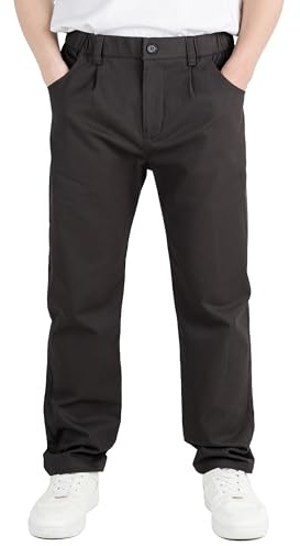 CAMLAKEE Pantalon chino à jambe droite avec braguette zippée pour enfant