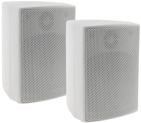 ChiliTec 2-Wege Lautsprecher Weiß Paar Wand-Lautsprecher für HiFi Stereoanlage Heimkino 60Watt 8Ohm