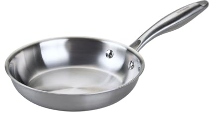 Fackelmann Vita3 Sartén Inoxidable 20 cm, Acero Inoxidable Triply con Triple Fondo Difusor, Sin Antiadherente, Sin PFA, Apta para Inducción, Gas, Vitro y Horno, Sellado Perfecto, Lavavajillas