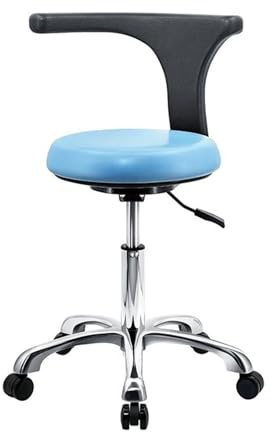 Sgabello ergonomico a sella con schienale, sedia da ufficio in pelle PU, imbottitura spessa, capacità di carico 200 kg, ideale per cliniche di bellezza e uso domestico (blu)