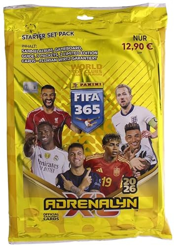 PANINI FIFA 365 2025/2026 Adrenalyn XL – startset med samlarmapp, spelbräda och 3 flödespaket | inkl. 2 begränsade utgåva kort + HeartGlobal fraktskydd