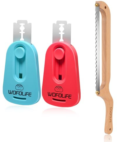 WOFOLiFE Set de 2 Couteaux de Boulanger, Couteau à Pâte, Accessoires Pour la Cuisson du Pain, Coupe-pâte Magnétique, Couteau à Pain Pour la Cuisson du Pain au Levain avec Scie à Pain