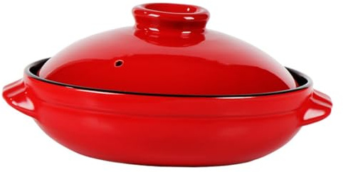 GRIRIW Olla de Cerámica Pequeña para Sopa Tapa, Cazuela Multiusos Resistente al Fuego para Cocina del Hogar, Calentamiento Rápido y Uniforme, Adecuado para Guisos y Estofados (24 Cm)