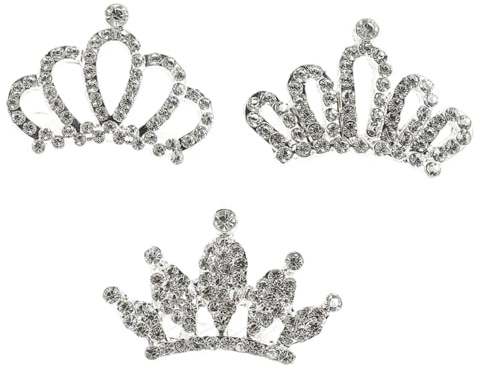 VILLFUL Lot de 3 Diadèmes à Strass pour Garçon et Filles Peigne à Cheveux, Petite Tiare Décorative en Plastique, Accessoires pour Fêtes D'anniversaire, Déguisements et Plusieurs styles