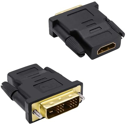 YARCHONN Adaptador DVI a HDMI bidireccional DVI-D 18+1 macho a HDMI hembra convertidor Single Link Full HD 1080P @ 60Hz adaptador conector para ordenador monitor HDTV LCD/DVD -2 unidades