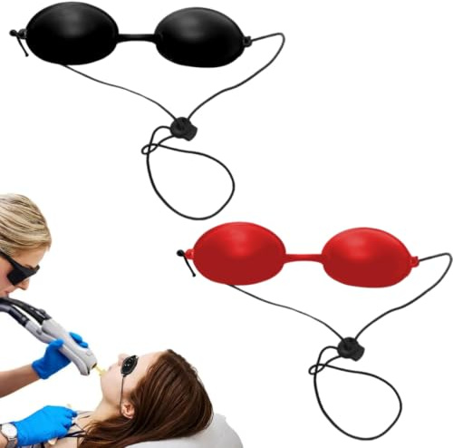 FUHAMJ Gafas de Protección UV para Bronceado, Gafas de Sol de Seguridad Ajustables, Anteojos para Fototerapia con Luz Ultravioleta, Par de Gafas para Tomar el Sol, Protector Ocular UV (Negro, Rojo)