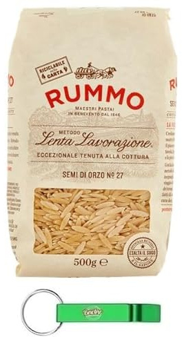 8x Rummo Pasta Semi di Orzo N°27- Pasta Italiana a base di semola di grano duro 500g + Portachiavi Beni Culinari in Omaggio