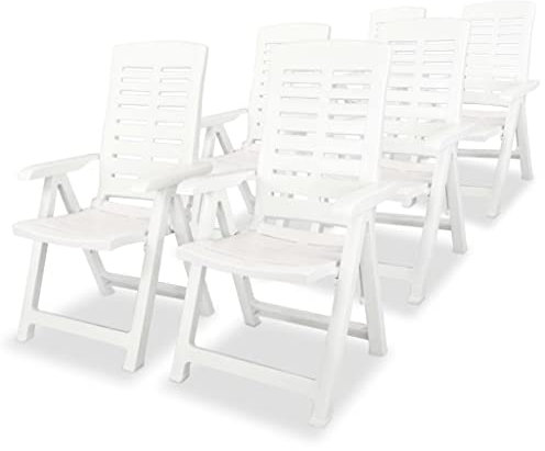 vidaXL 6X Gartenstuhl Verstellbar Witterungsbeständig Hochlehner Klappstuhl Liegestuhl Klappsessel Gartenstühle Stuhl Stühle Kunststoff Weiß
