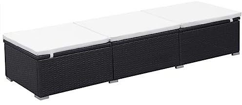 vidaXL Chaise Longue d'Extérieur Résine Tressée Noir/Blanc Transat Chilienne