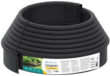 VODALAND - Bordura para Jardín en Plástico Negro - Rollo de 10 Metros, Altura 110mm | Borduras Duraderas para Delimitar y Embellecer Jardines | Borduras de Jardin y Espacios Exteriores