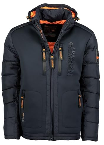 Geographical Norway IMS Production Chaqueta acolchada de invierno para hombre, con capucha, forrada y cálida. Anorak de exterior, para esquí y snowboard. Para invierno y otoño, tallas S-7XL, azul