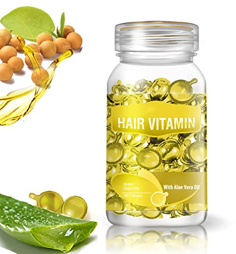 GOWWIM Hair Vitamin Serum Capsule, Argan Macadamia Avocado Oil Complex for Smooth Silky Hair Mask and Treatment, 30 PCS