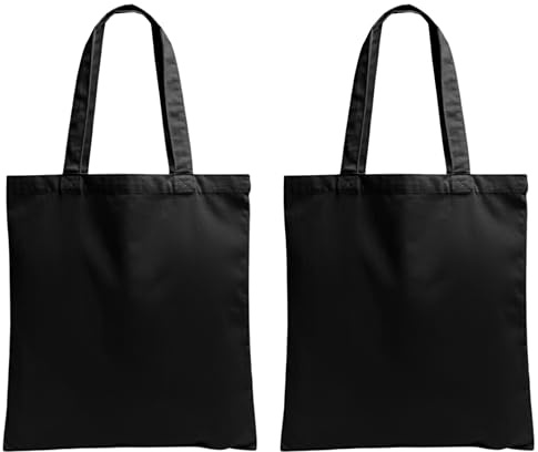 POLHIM Unisex 220 Gr_38x42cm Tote Bags (2er Pack), Negro, talla única, Minimal