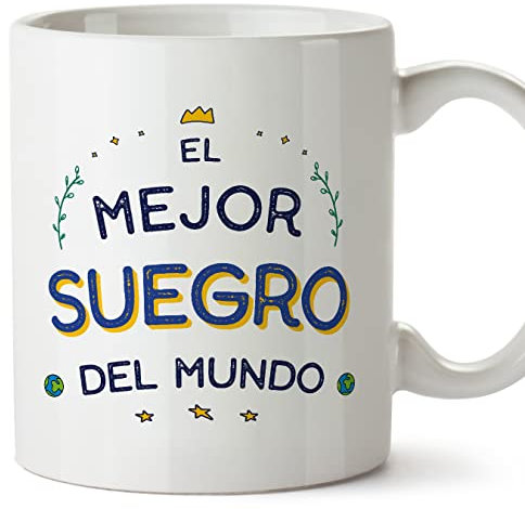 MUGFFINS Tazas para SUEGRO - En Español - El Mejor del Mundo - 11 oz / 330 ml - Regalo original y divertido