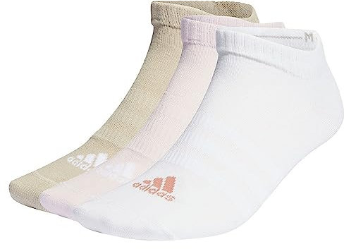 adidas Thin and Light Sportswear Low-Cut Socks 3 Pairs, Calzini Bassi Unisex - Adulto, Clear Pink/White/Wonder Beige, 40-42