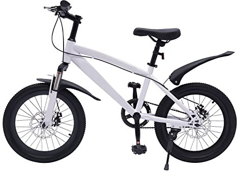 Futchoy 18 Zoll Kinderfahrrad, höhenverstellbares Kinderfahrrad, Tretfahrrad für Jungen und Mädchen. (White)