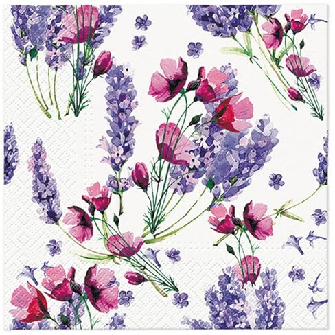20 Servietten Blumen Schöner natürlicher Lavendel als Tischdeko. Papierservietten mit Motiv. Auch für Decoupage und Serviettentechnik 33x33cm
