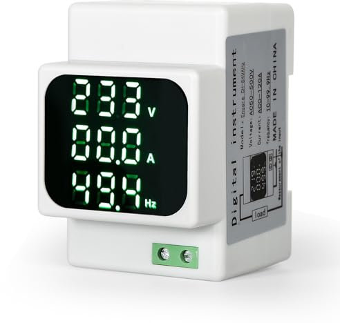 Jadeshay Voltímetro Amperímetro Digital, Pantalla Digital AC Voltímetro Amperímetro Frecuencia Medidor AC50-500V Din Rail Home Medidor Multifunción