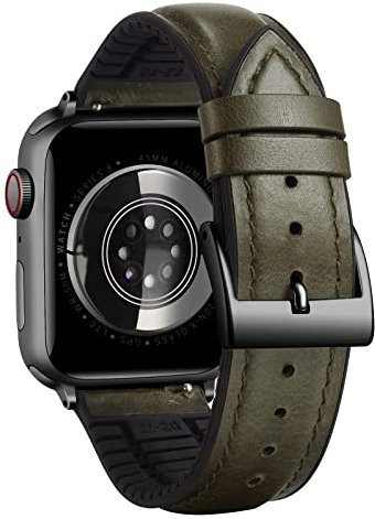 BINLUN Correa de Cuero Compatible con Apple Watch 49mm 46mm 45mm 44mm 42mm 41mm 40mm 38mm Correa de Silicona y Cera de Aceite Cuero Híbrido Apto para iWatch Ultra SE SE2 Series 11/10/9/8/7/6/5/4/3/2/1