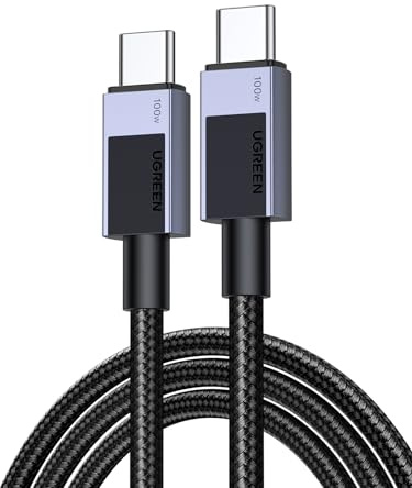 UGREEN 100W Cable USB C Carga Rápida PD 3.0, Tipo C 20V 5A con Carcasa de Aluminio Trenzado Nylon, Compatible con MacBook Air, iPad, iPhone 17 Pro Max Air/16/15, Galaxy S26 S25, Pixel 10/9.0,5M
