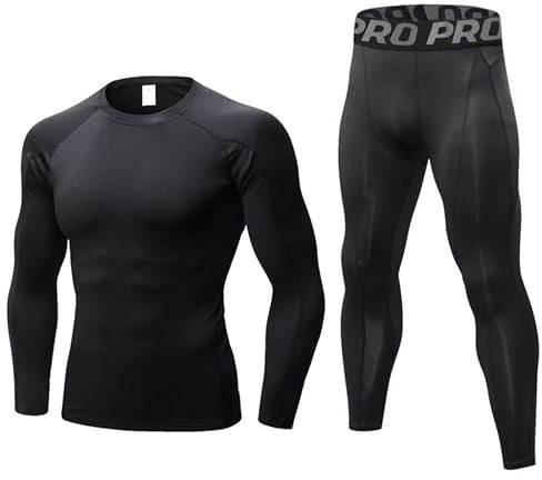 BEGIANT Kompressionsanzug Herren Trainingsanzug Atmungsaktive Langarm Kompressionsshirt Lange Kompressionshose Schnelltrocknende Funktionswäsche Sportswear Laufanzug Männer Fitness Gym Sport Set