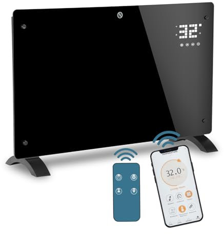 Izrielar Chauffage électrique, Convecteur Chauffage 2000W, Appareil au sol Radiateur électrique Thermostat, Chauffage infrarouge avec télécommande, Commande App, Montage mural, Economie d'énergie