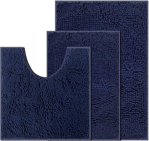 UHOUSEST Badematte rutschfest, Weicher Badezimmerteppich-Wasserabsorbierend Badematte, Maschinenwaschbar Badvorleger, für Badewanne und Toilette-Darkcyan 3 Stück