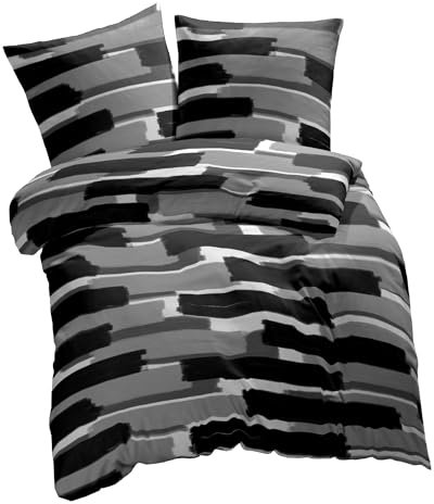 etérea Microfaser Bettwäsche 140x200 2er Set - Ganzjahres Bettbezug - Patchy Flecken Set mit Kissen 140x200cm + 70x90 cm Kissen - Grau