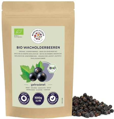 Munchilycious Wacholderbeeren BIO 1kg, Wacholderbeeren ganz, ohne Zuckerzusatz, Trockenfrüchte