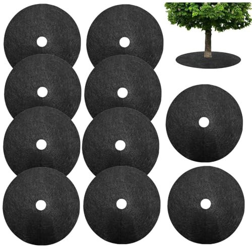 Granmagazz Bagues de paillage en non tissé, 10 disques de paillage pour arbres, 32 cm, tapis de protection rond en non-tissé pour plantes et arbres, protection des racines contre les mauvaises herbes