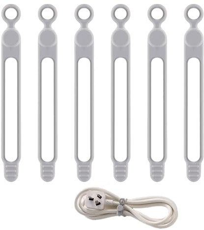 6 bridas de silicona reutilizables, organizables para cargador de teléfono móvil, juego de bridas, organizador de cables para el hogar, 10,5cm