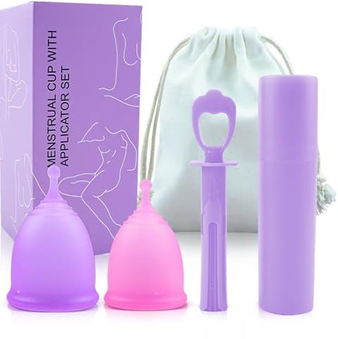 Ketliyaze Dischi mestruali riutilizzabili, 2 pezzi, disco mestruale, a prova di perdite, in silicone, per donne attive, sport, nuoto e intimità (S+L)