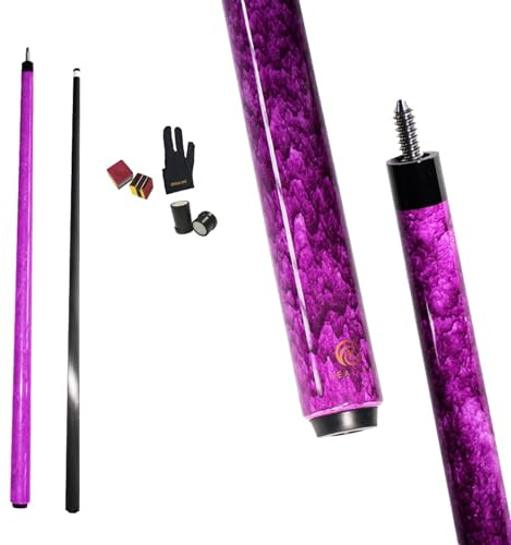 OKHEALING - Stecca da biliardo in fibra di carbonio T700, 142 cm, XTC, punta da 12 mm, accessori da biliardo 1/2 giunto, fatta a mano, dritta, per 8 palline, 9 palline, 510-567 g (viola)