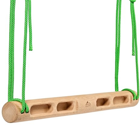 Clevo - Fingerboard Slim - Hangboard per l'allenamento dell'arrampicata e del Bouldering - Tavola compatta per l'allenamento della Forza delle Dita - Fingerboard in Legno con Sospensione a Corda