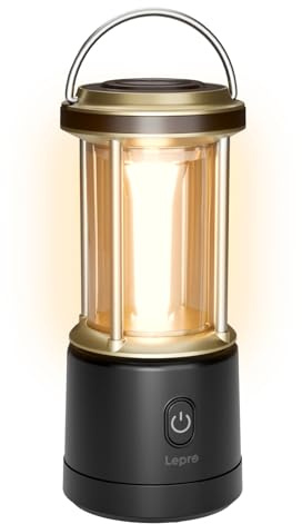 Lepro Lanterne Camping LED, Lampe Camping Puissante 1100Lm, Dimmable 5 Modes, Alimenté par 6 Piles AA (Non Incluses), Etanche Portable Suspendue, pour Camping, Bricolage, Secours, Garage, Cave