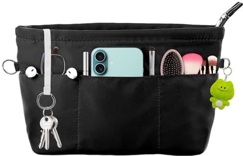 Zyluniy Organisateur de Sac à Main, Léger Nylon Bag Organizer, Organiseur Multifonction, Multi Poches, Range Sac Intérieur Léger pour Voyage, Maquillage, Accessoires (Noir M)