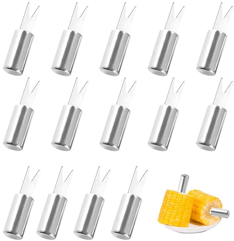 14PCS Stainless Steel BBQ Corn Forks,Mini Corn Skewers for Grilling, Camping, Picnics & Backyard Parties, Reusable & Dishwasher Safe Corn Holders for Family & Friends
