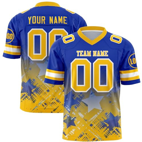 Maillot de Football Américain Imprimé Personnalisé (nom équipe/nom/numéro), Shirt Rugby Oversize Col V Sport pour Homme/Femme/Jeune, Cadeau Super pour Garçons Fans – Trendy & Pratique pour Tout Moment