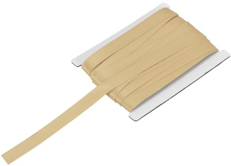 QUARKZMAN Cinta Sesgada Doble Para Coser 5/8 DePulgada X 6 Yardas Cinta De Satén Plegada Continua Para Ribetear Acordonar Hacer Vivos Manualidades DIY Color Marrón Claro
