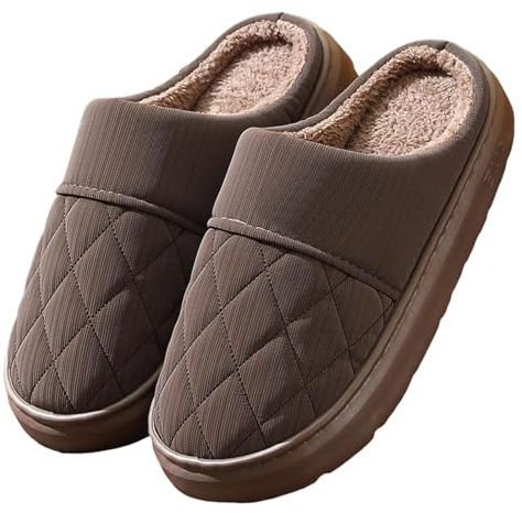 Generisch Zapatillas de estar por casa para hombre, pantuflas cálidas acogedoras para pieles de cordero mullidas, pantuflas de fieltro para invitados, zapatillas cálidas, café, 46 EU