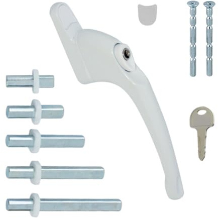 FixRello PVC Window Handles for uPVC Windows - Handle for uPVC Windows and Double Glazing (8, White with White Button)